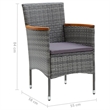 vidaXL Solid Acacia Wood Large Ergonomic Dining Set in Gray
