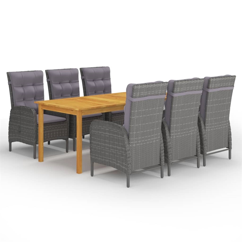 vidaXL Solid Acacia Wood Removable Covers Garden Dining Set in Gray
