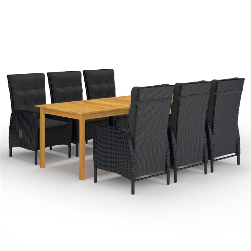 vidaXL Dining Set in Black/Natural Wood