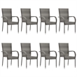vidaXL Solid Acacia Wood 9-Piece Dining Set in Gray