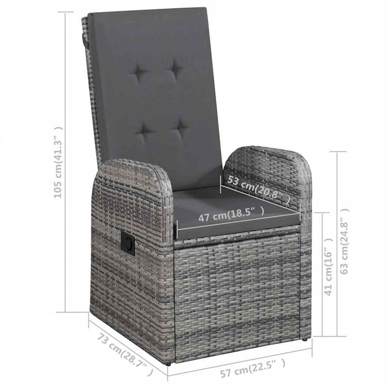 vidaXL Solid Acacia Wood Large Dining Set in Gray/Dark Gray