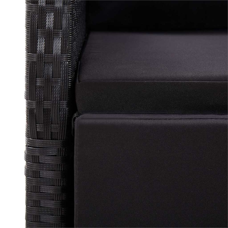vidaXL Solid Acacia Wood Large Adjustable Armrests Dining Set in Black