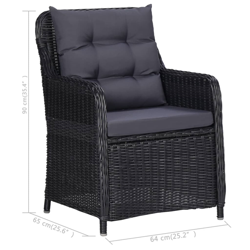 vidaXL Solid Acacia Wood Medium Removable Covers Dining Set in Black