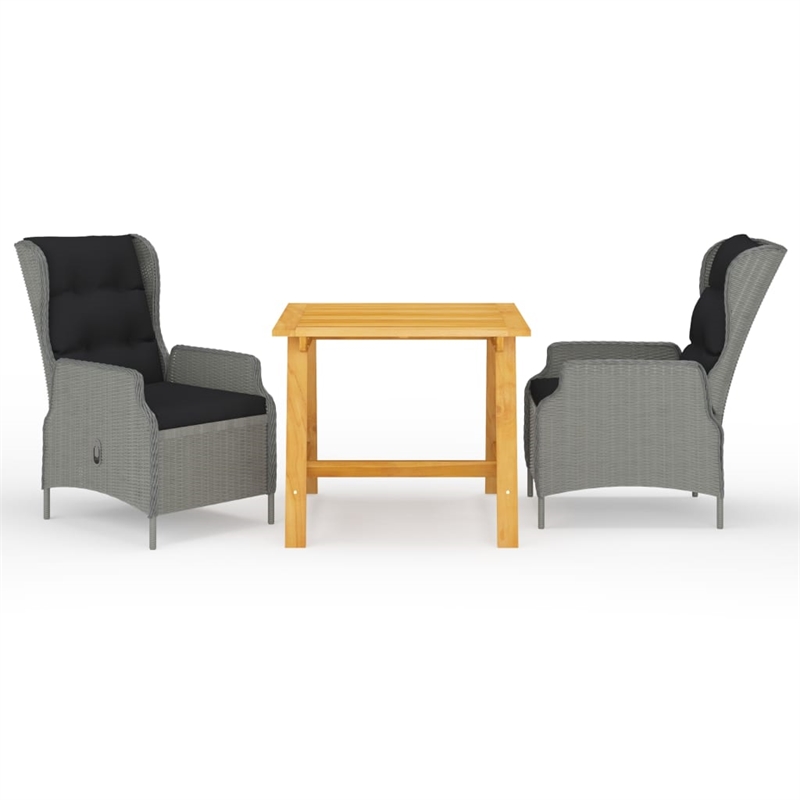 vidaXL Solid Acacia Wood Medium Dining Set in Light Gray