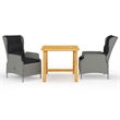 vidaXL Solid Acacia Wood Medium Dining Set in Light Gray