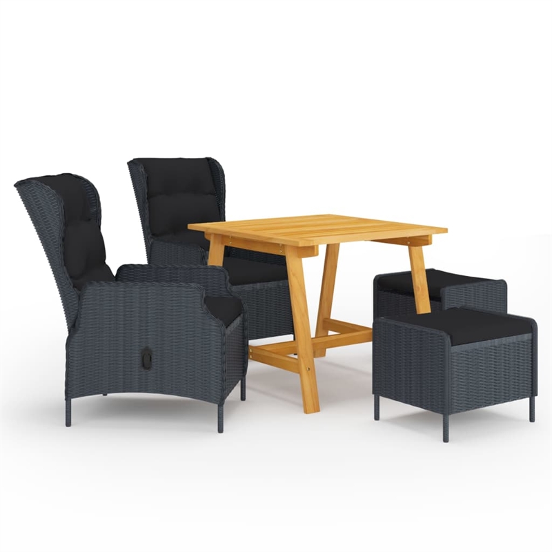 vidaXL Solid Acacia Wood Medium Dining Set in Dark Gray