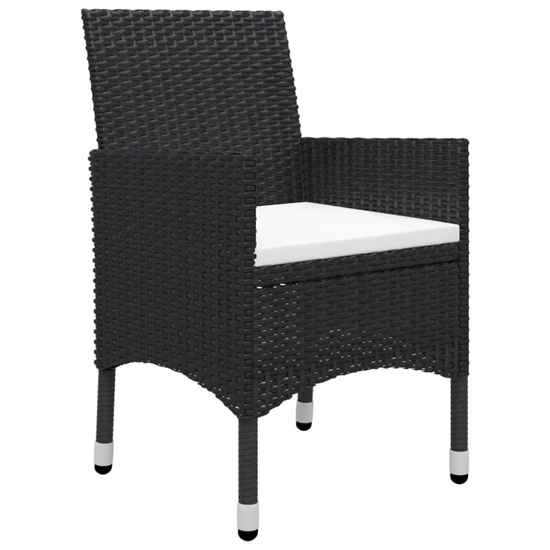 vidaXL Solid Acacia Wood Medium Dining Set in Black/Cream White
