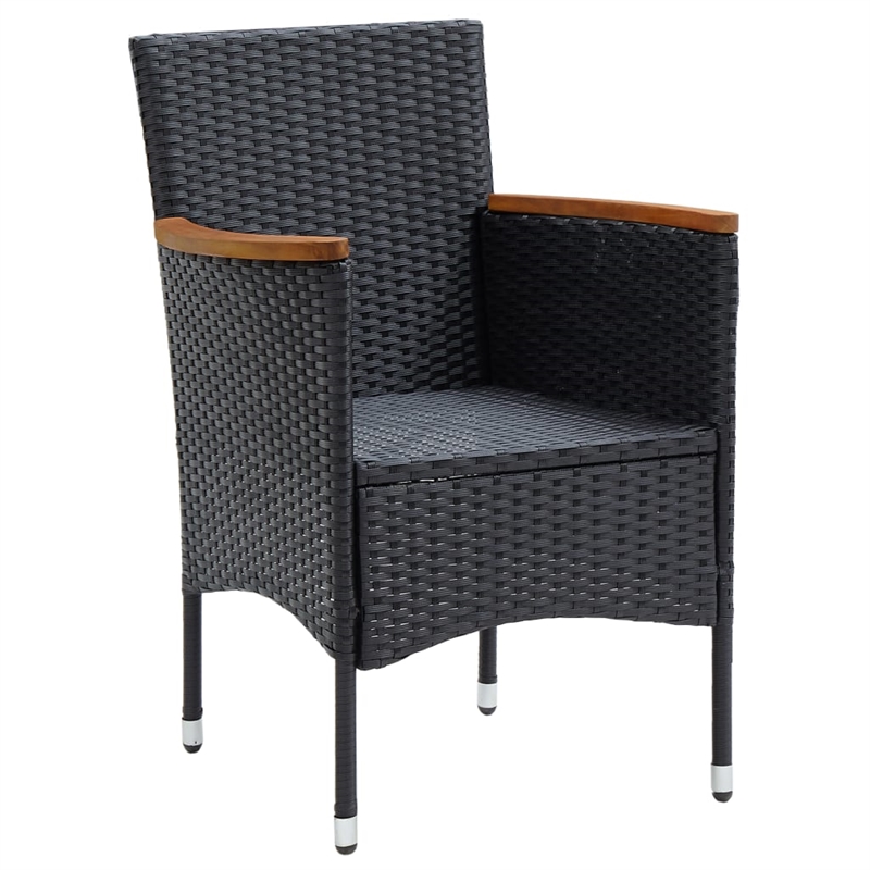 vidaXL Solid Acacia Wood Standard Tough Dining Set in Black