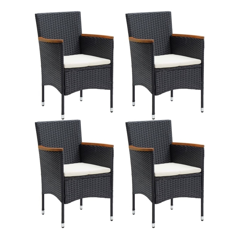 vidaXL Solid Acacia Wood Standard Tough Dining Set in Black