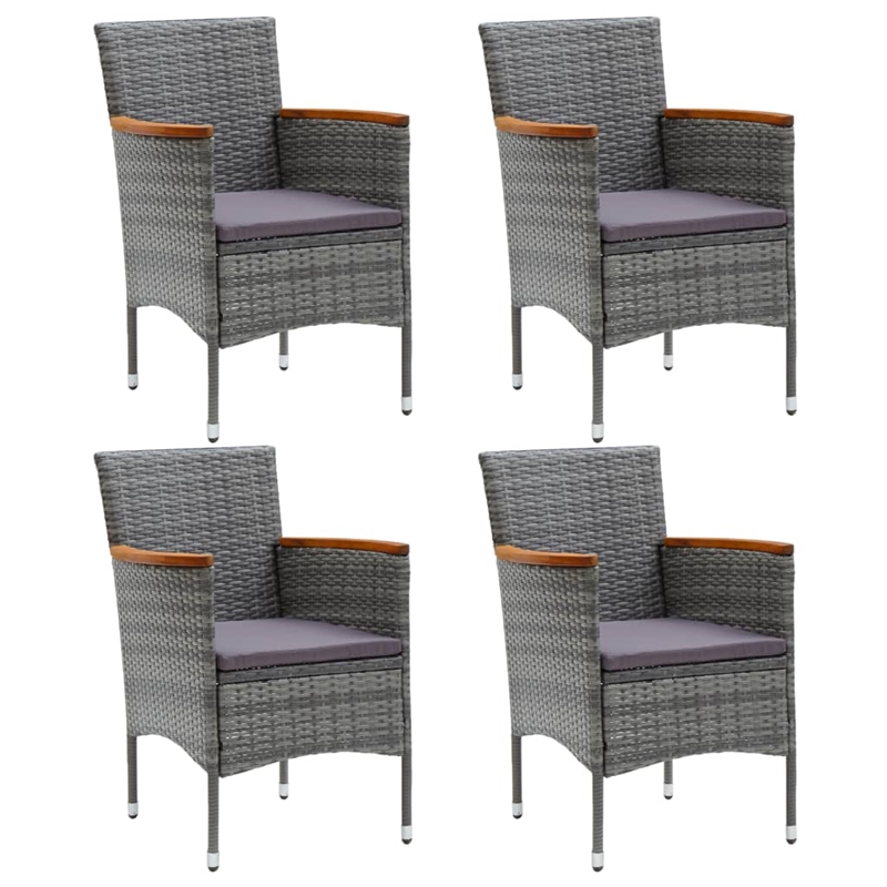 vidaXL 5 Piece Solid Acacia Wood Standard Ergonomic Dining Set in Gray