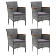 vidaXL 5 Piece Solid Acacia Wood Standard Ergonomic Dining Set in Gray
