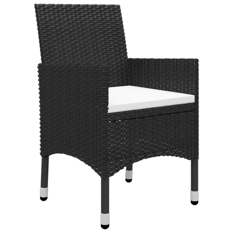 vidaXL Solid Acacia Wood 5 Piece Set Ergonomic Dining Set in Black