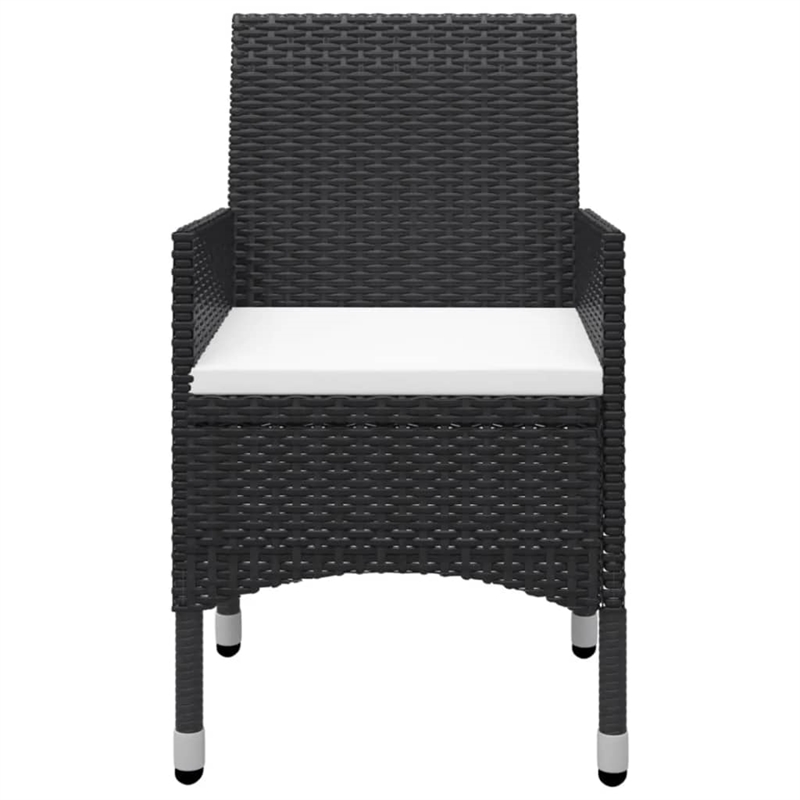 vidaXL Solid Acacia Wood 5 Piece Set Ergonomic Dining Set in Black