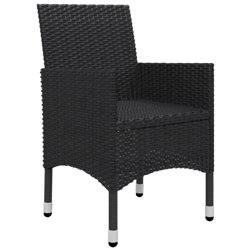 vidaXL Solid Acacia Wood 5 Piece Set Ergonomic Dining Set in Black
