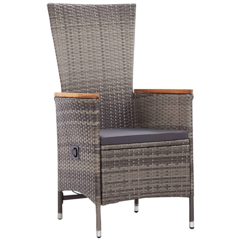 vidaXL Solid Acacia Wood 5 Piece Set Removable Covers Dining Set in Gray