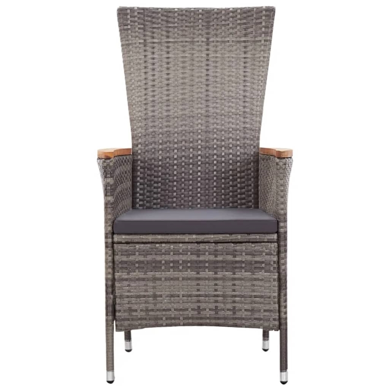 vidaXL Solid Acacia Wood 5 Piece Set Removable Covers Dining Set in Gray