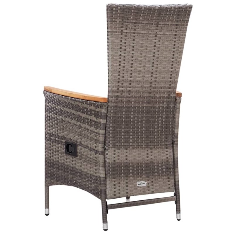 vidaXL Solid Acacia Wood 5 Piece Set Removable Covers Dining Set in Gray