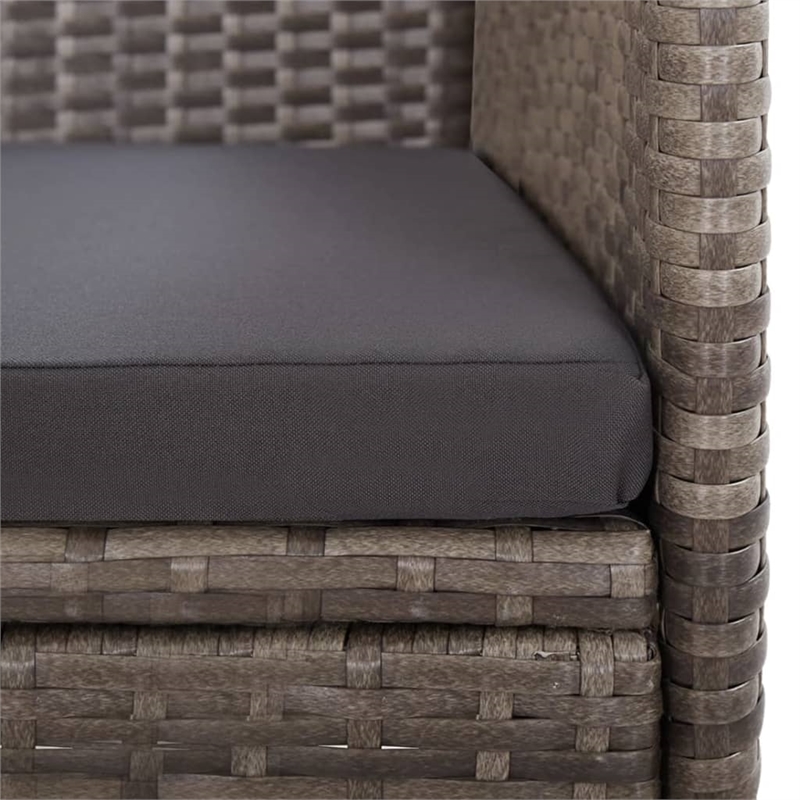 vidaXL Solid Acacia Wood 5 Piece Set Removable Covers Dining Set in Gray