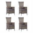 vidaXL Solid Acacia Wood 5 Piece Set Removable Covers Dining Set in Gray