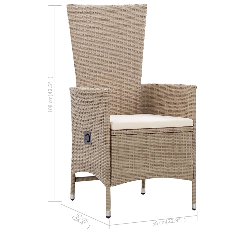 vidaXL Solid Acacia Wood Dining Set in Beige/Cream White