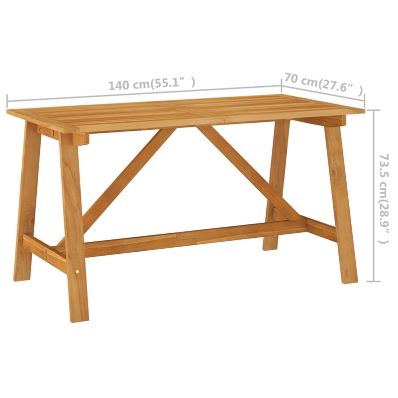 vidaXL Solid Acacia Wood Dining Set in Beige/Cream White