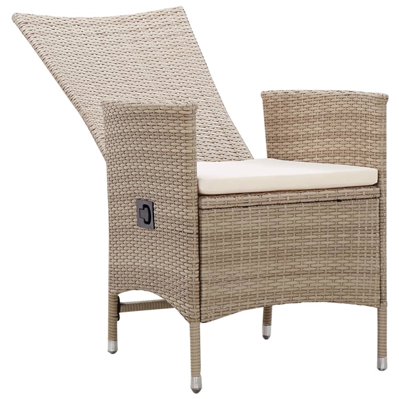 vidaXL Solid Acacia Wood Dining Set in Beige/Cream White