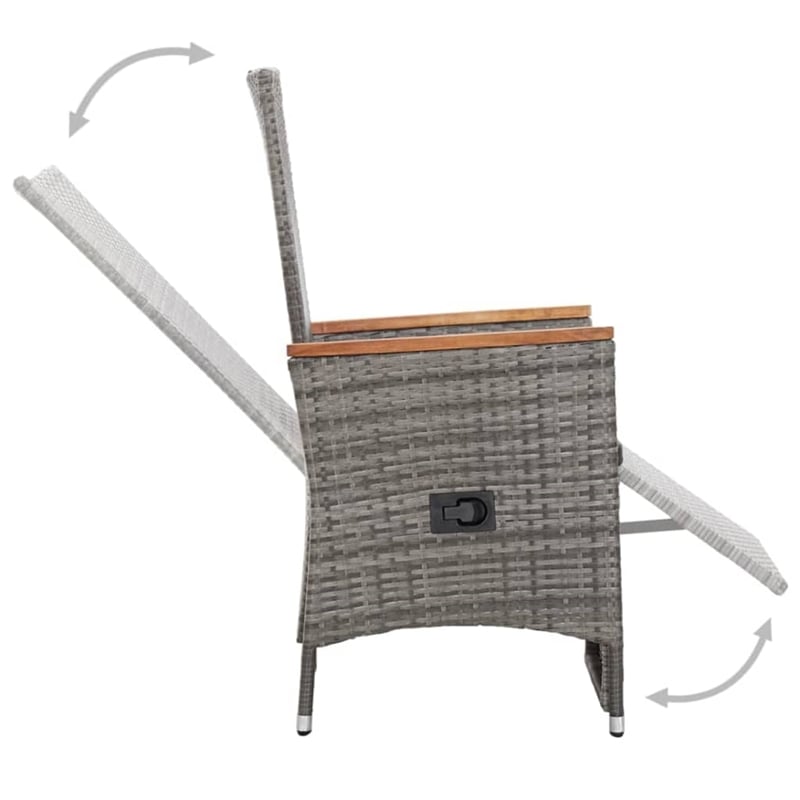 vidaXL Solid Acacia Wood & Powder-Coated Steel Dining Set in Gray