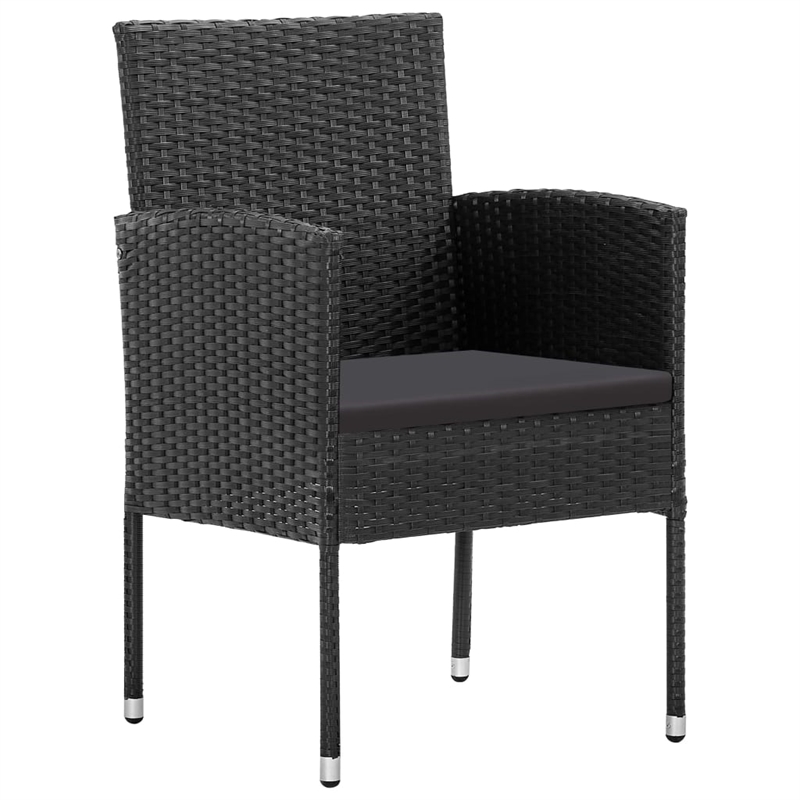 vidaXL Solid Acacia Wood Medium 5 Piece Dining Set in Black