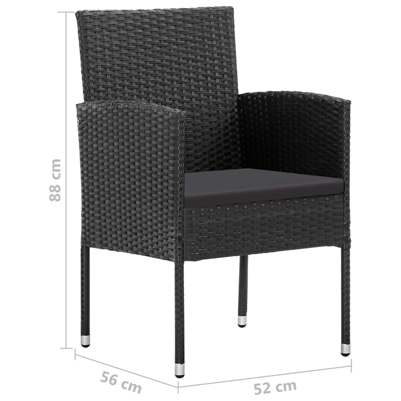 vidaXL Solid Acacia Wood Medium 5 Piece Dining Set in Black