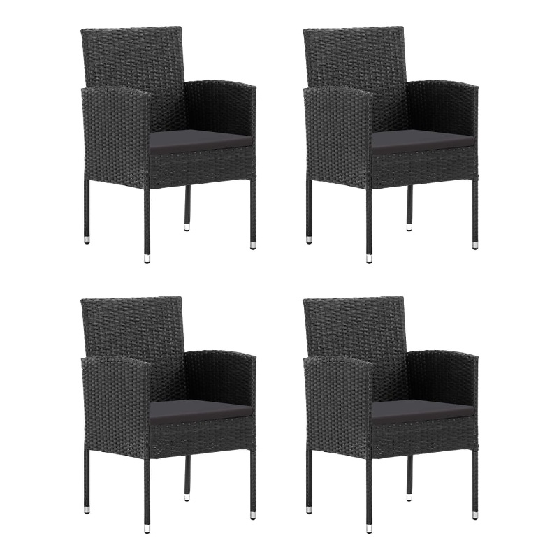 vidaXL Solid Acacia Wood Medium 5 Piece Dining Set in Black