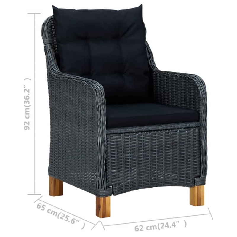 vidaXL Dining Set in Dark Gray/Black