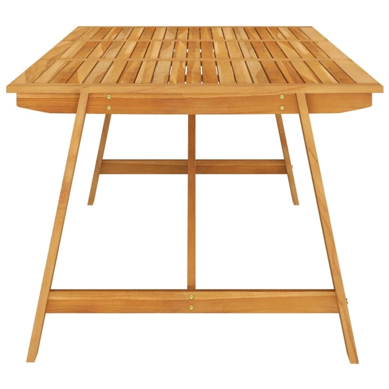 vidaXL Solid Acacia Wood Large Ergonomic Dining Set in Beige