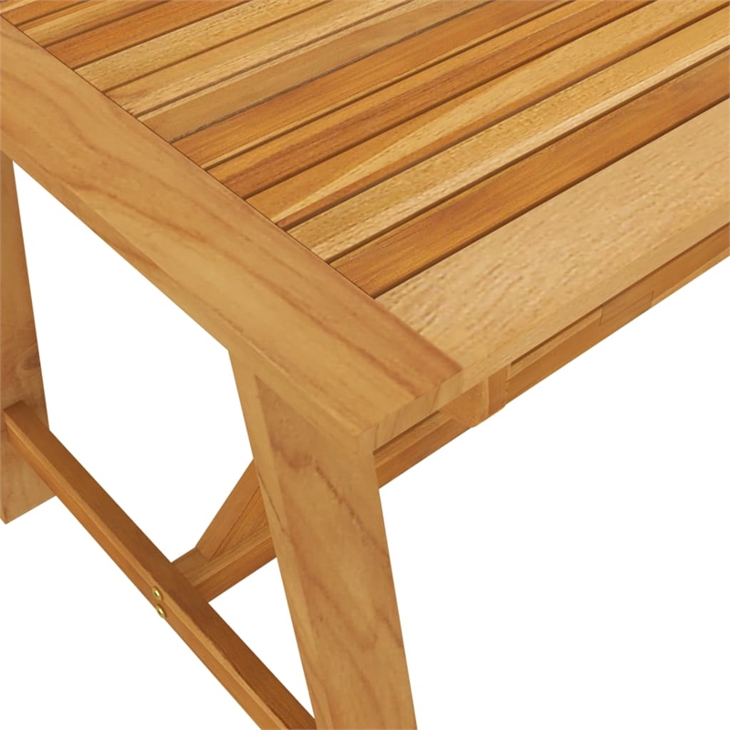 vidaXL Solid Acacia Wood Large Ergonomic Dining Set in Beige