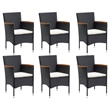 vidaXL Solid Acacia Wood Large Ergonomic Dining Set in Black