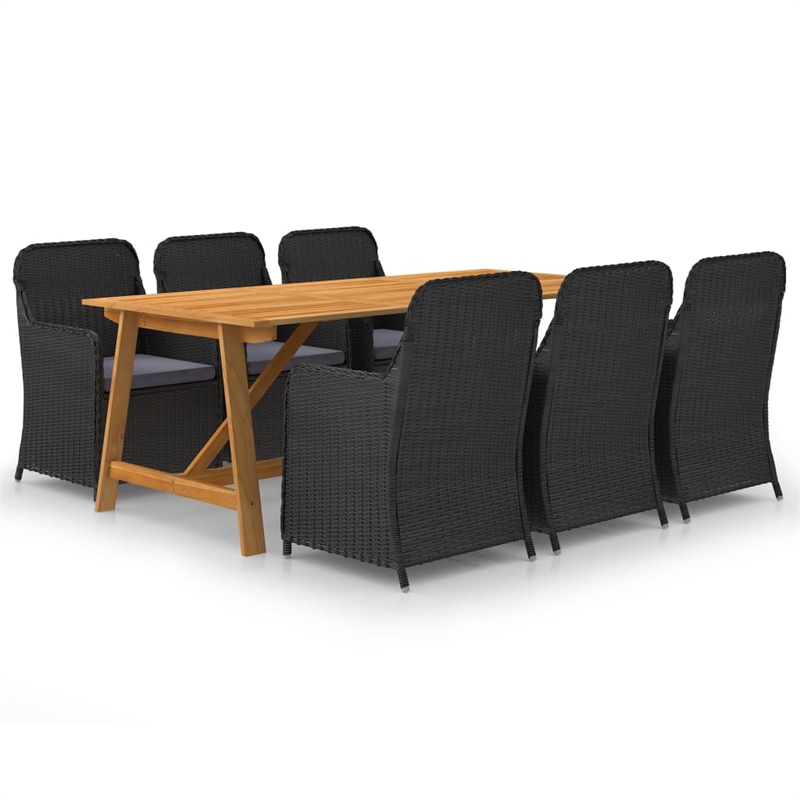 vidaXL Dining Set Table in Black/Cushion in Dark Gray