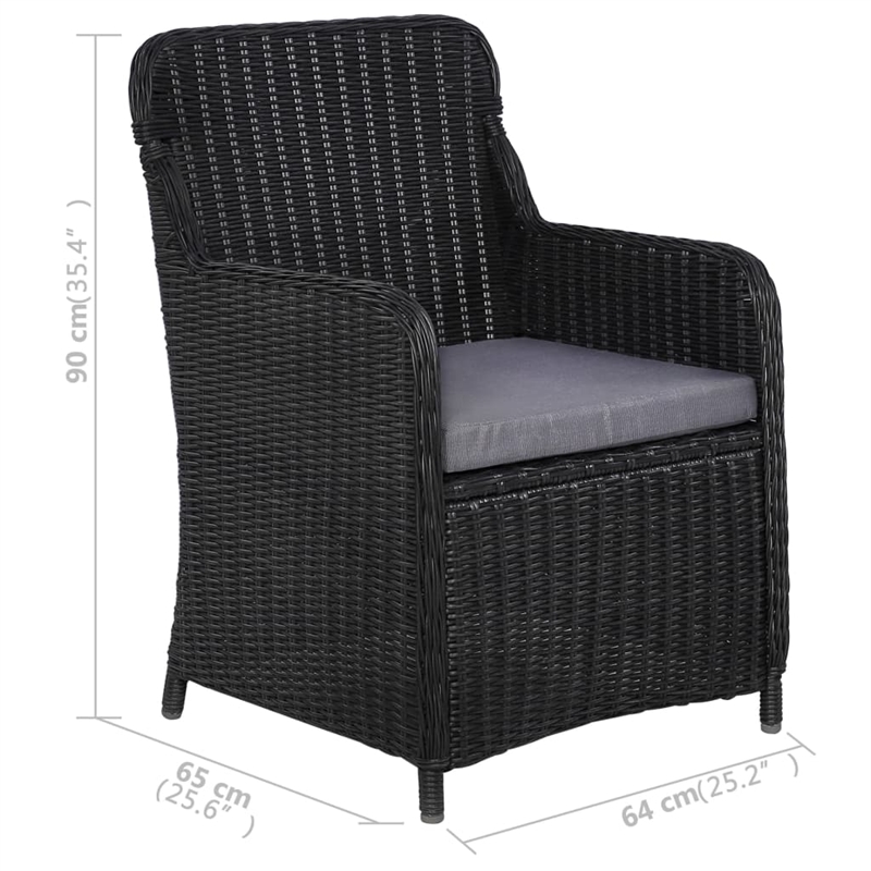 vidaXL Dining Set Table in Black/Cushion in Dark Gray