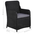 vidaXL Dining Set Table in Black/Cushion in Dark Gray