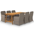 vidaXL Dining Set in Brown Solid Acacia Wood Large Dining Set