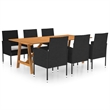 vidaXL Dining Set in Black Solid Acacia Wood Large Garden Dining Set