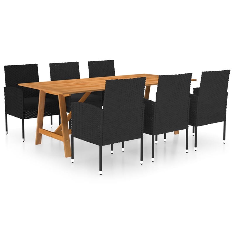 vidaXL Dining Set in Black and Wood
