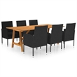 vidaXL Dining Set in Black and Wood