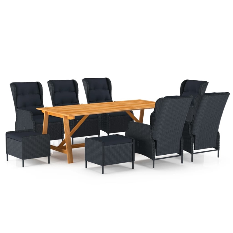 vidaXL Solid Acacia Wood Large Removable Covers Dining Set in Dark Gray