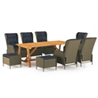 vidaXL Dining Set in Brown Table/Black Cushions