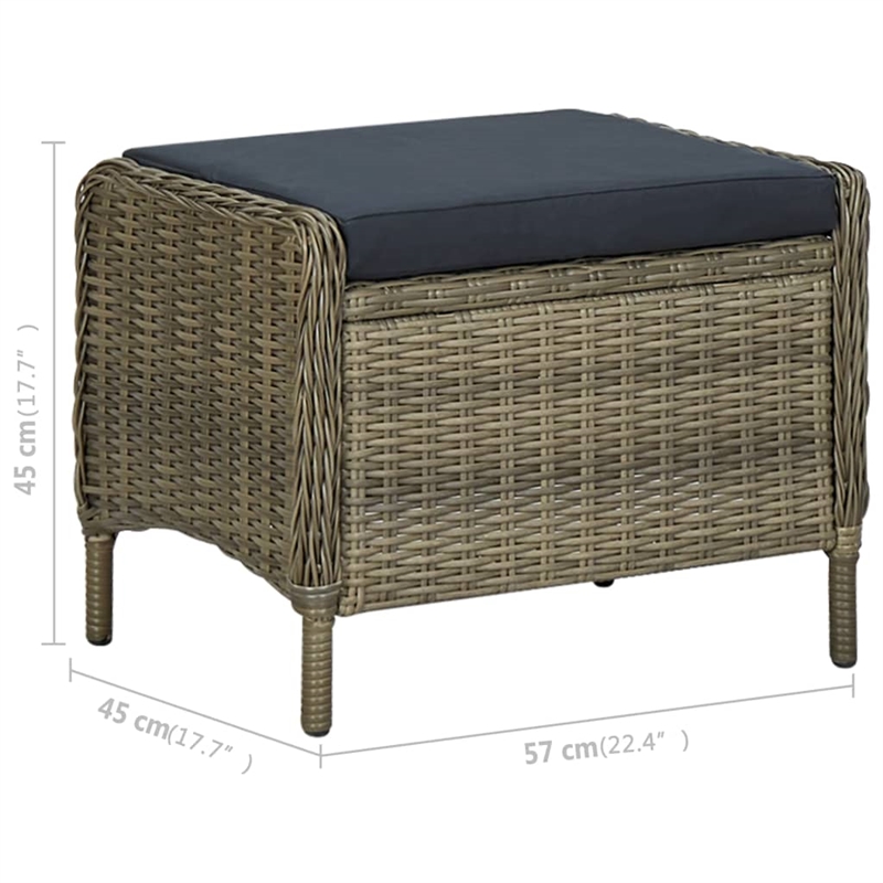 vidaXL Dining Set in Brown Table/Black Cushions