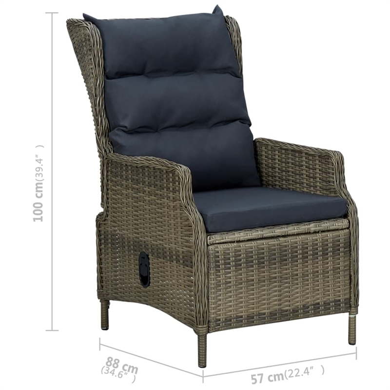 vidaXL Dining Set in Brown Table/Black Cushions