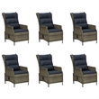 vidaXL Dining Set in Brown Table/Black Cushions