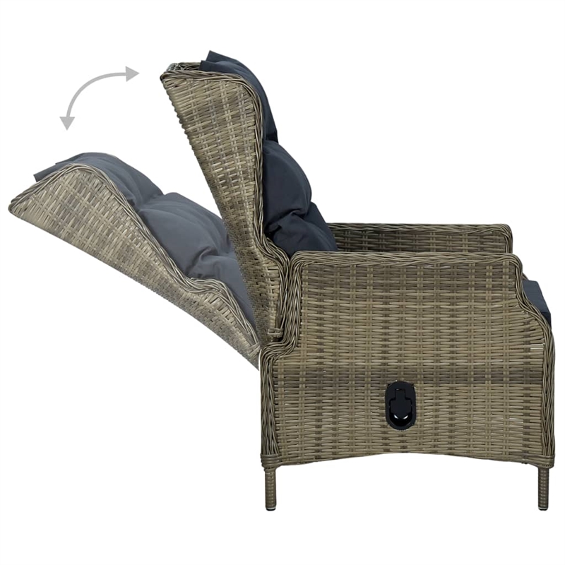 vidaXL Dining Set in Brown Table/Black Cushions