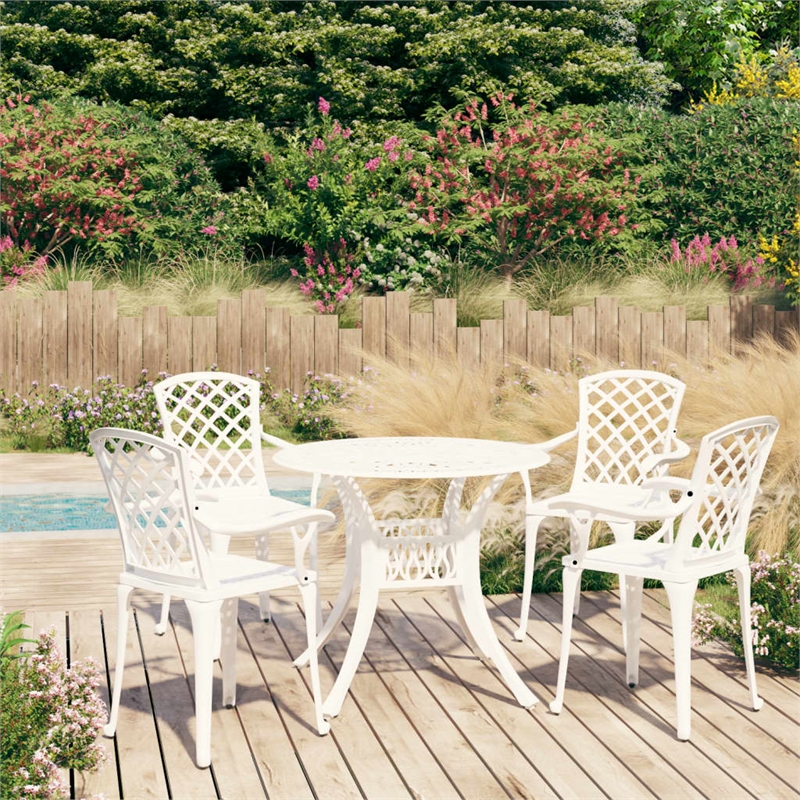 vidaXL Round Classic Outdoor Bistro Set in White