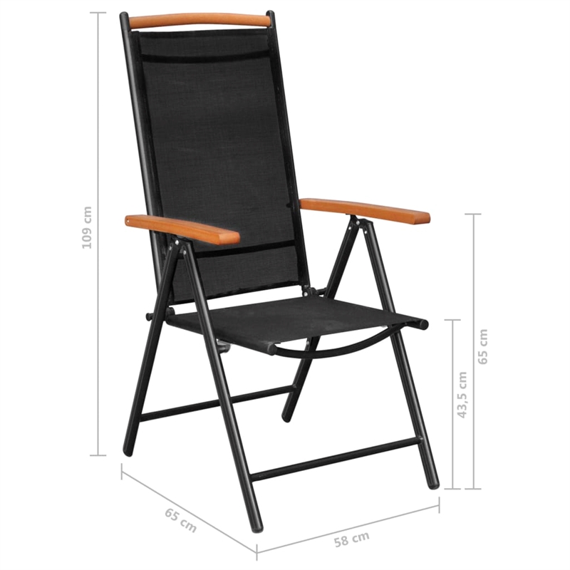 vidaXL Powder-Coated Aluminum Dining Set in Black