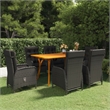 vidaXL Solid Acacia Wood Large Durable Dining Set in Black